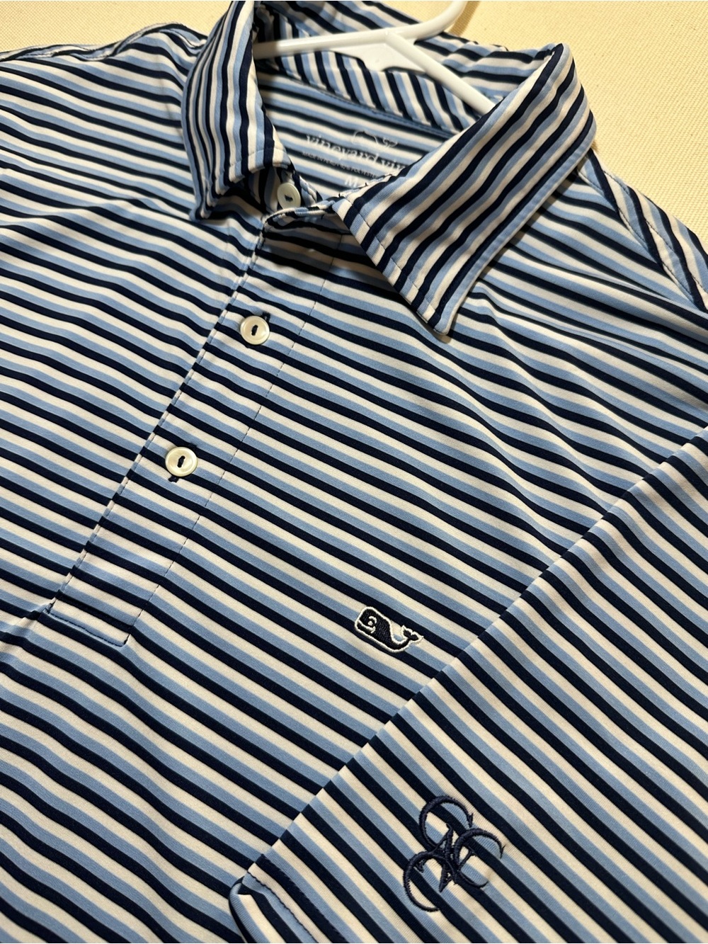 Vineyard Vines Blue/White Striped Men’s Polo x Country Club of North Carolina